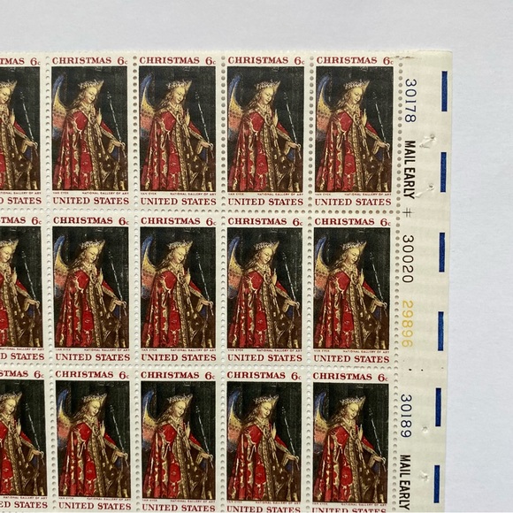 Christmas Stamp 1968 Van Eyck National Gallery of Art 6 Cent Sheet of 50 Mint - Picture 5 of 14